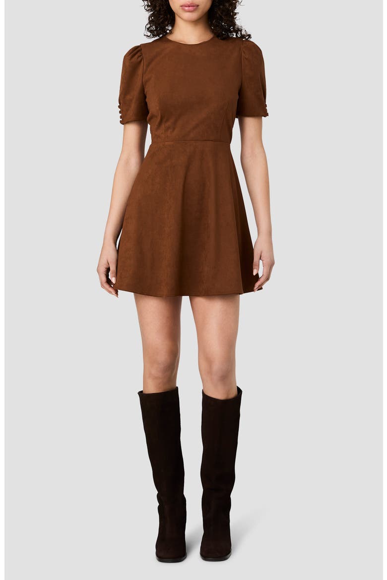 Sonja Short Sleeve Faux Suede Fit & Flare Minidress