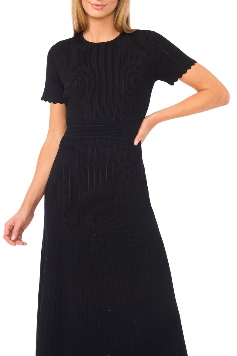 Pointelle Short Sleeve Midi Dress