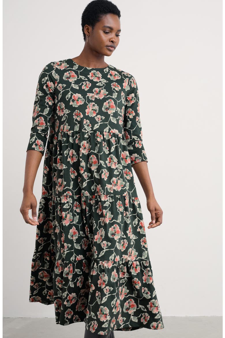 Line Strokes Floral Print Dress