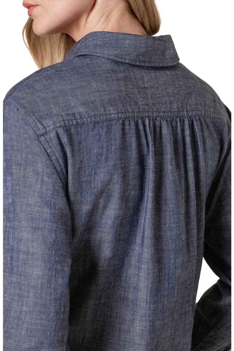 Chambray Long Sleeve Knee Length Dress