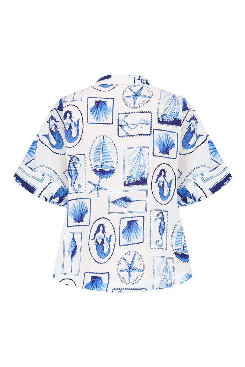 Liana Postcard Print Button-Up Shirt