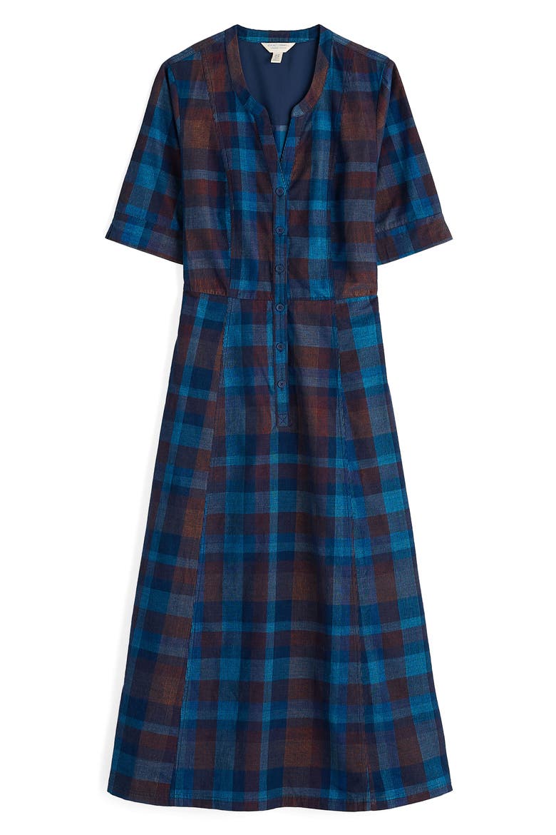 Wightwick Plaid Organic Cotton Denim Midi Dress