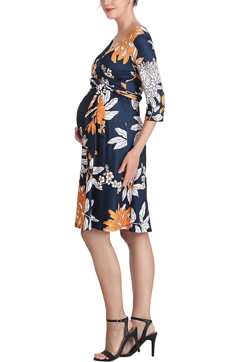 Dona Floral Faux Wrap Maternity Nursing Dress