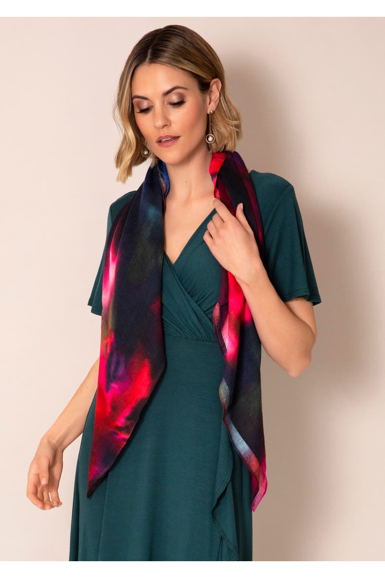 Petite Waterfall Ruffle Wrap Midi Dress