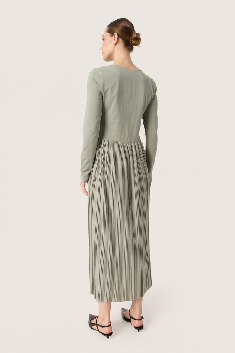 Simone Plisse Long Sleeve Maxi Dress