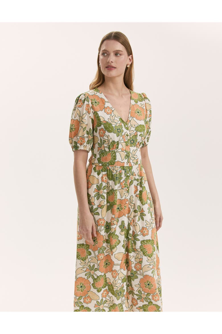 Addison Floral Linen Blend Midi Dress