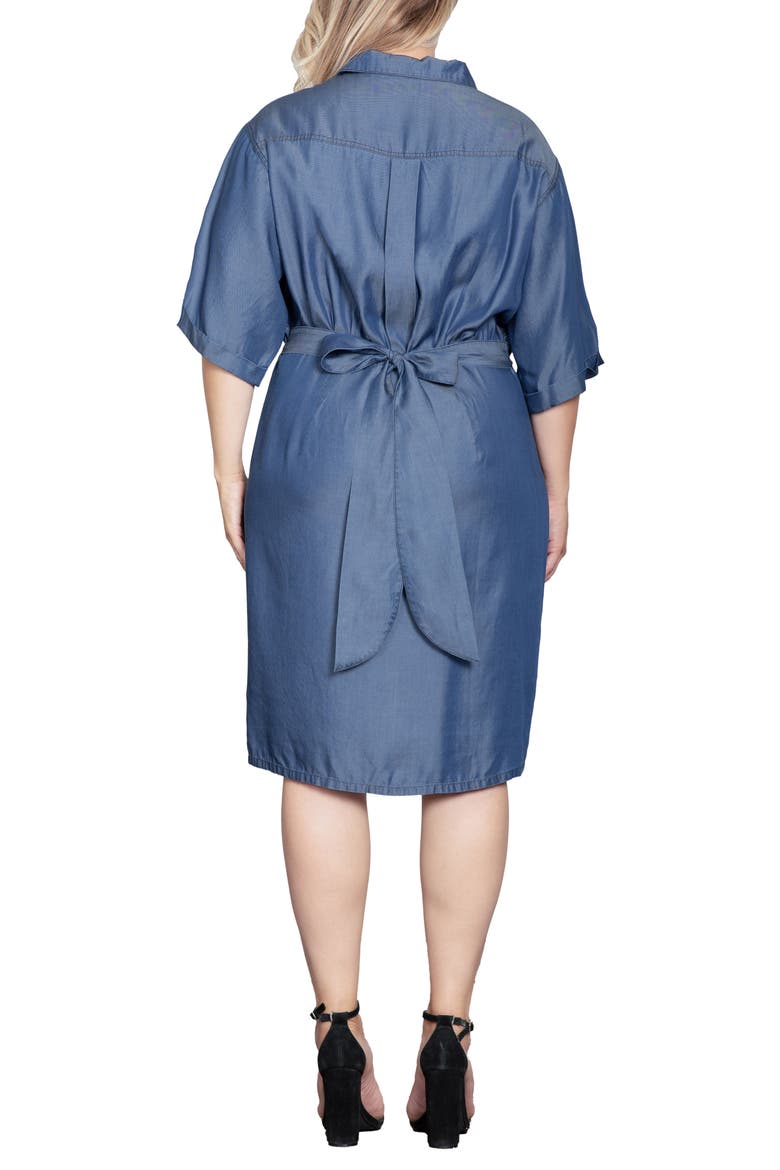Ruched Denim Shirtdress
