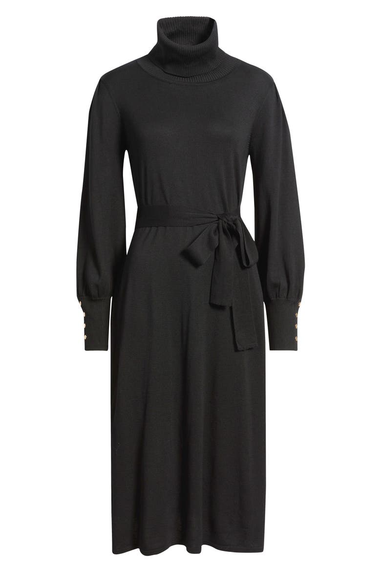 Turtleneck Long Sleeve Midi Dress
