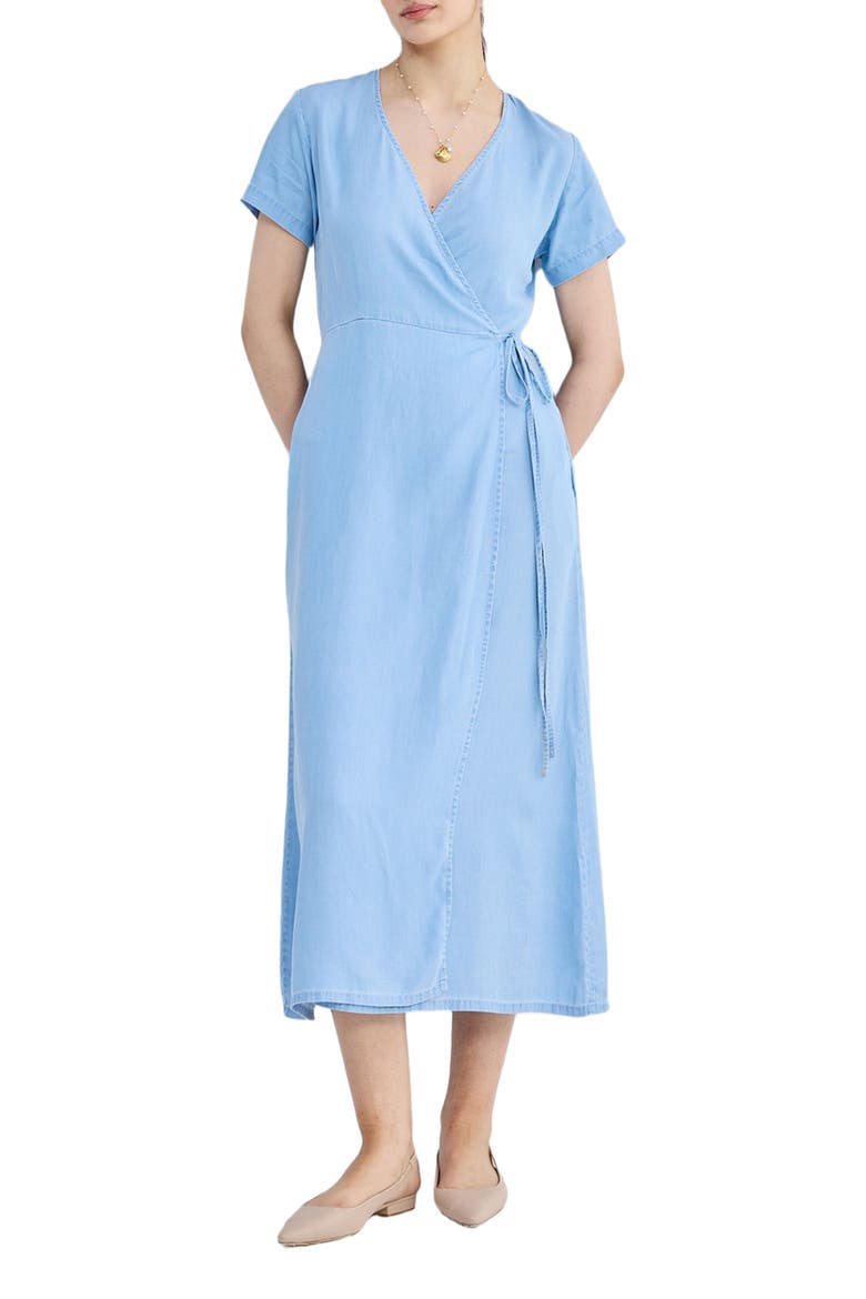 Maxi Wrap Dress in Light Blue