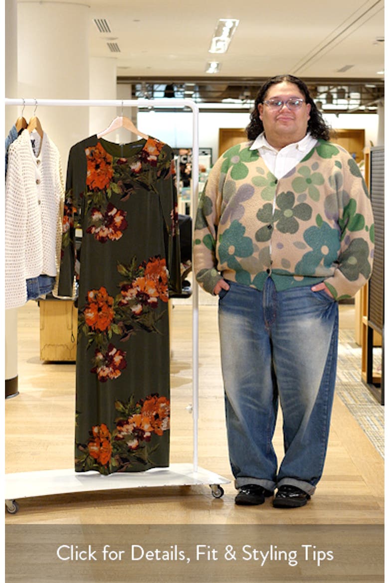 Placed Floral Long Sleeve Dress