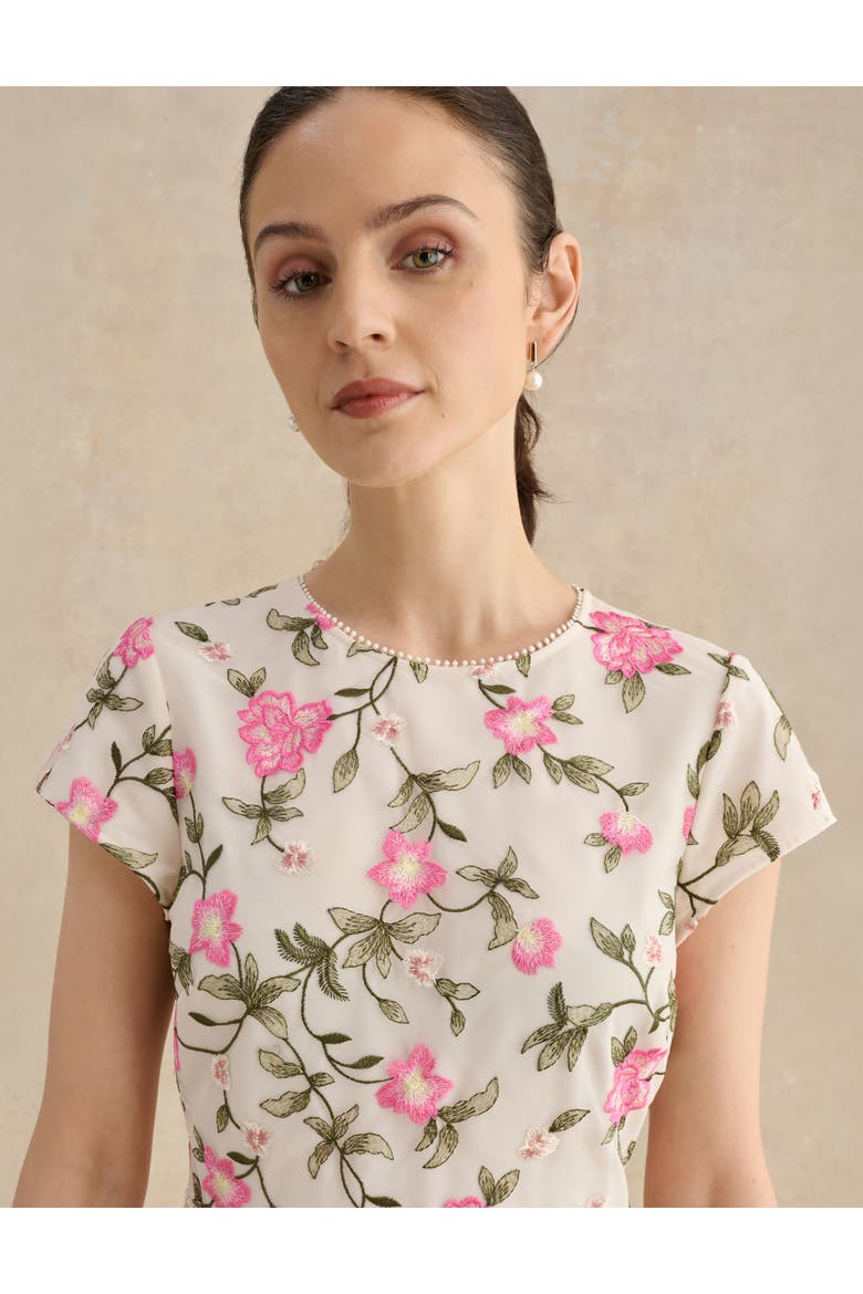 Tia Embroidered Floral Midi Dress