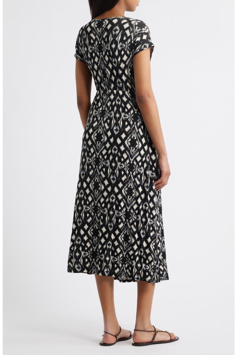 Geo Print Faux Wrap Midi Dress