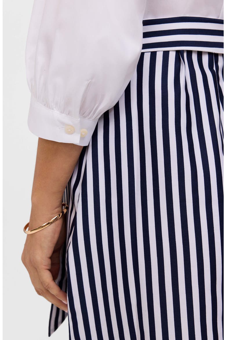 Esther Belted Stripe & Paisley Print Shirtdress