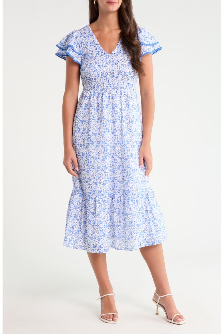 Maisie Floral Print Tiered Midi Dress