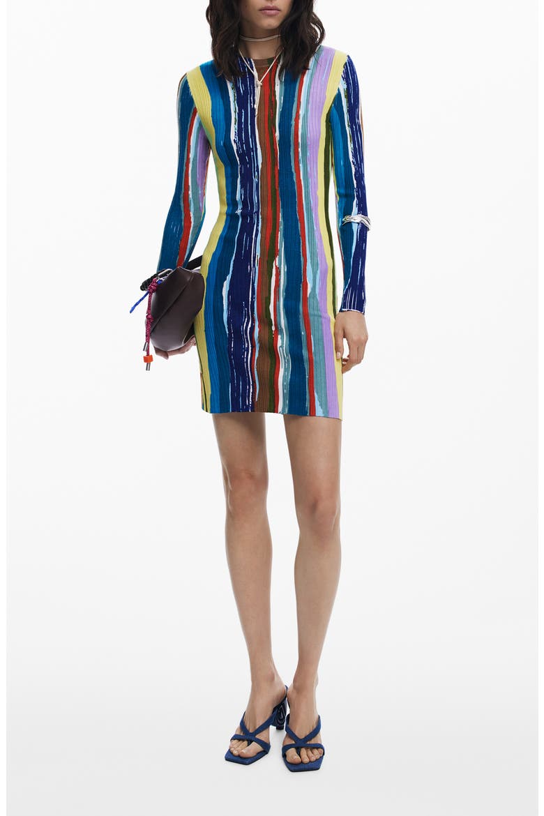 Paint Stripe Long Sleeve Minidress