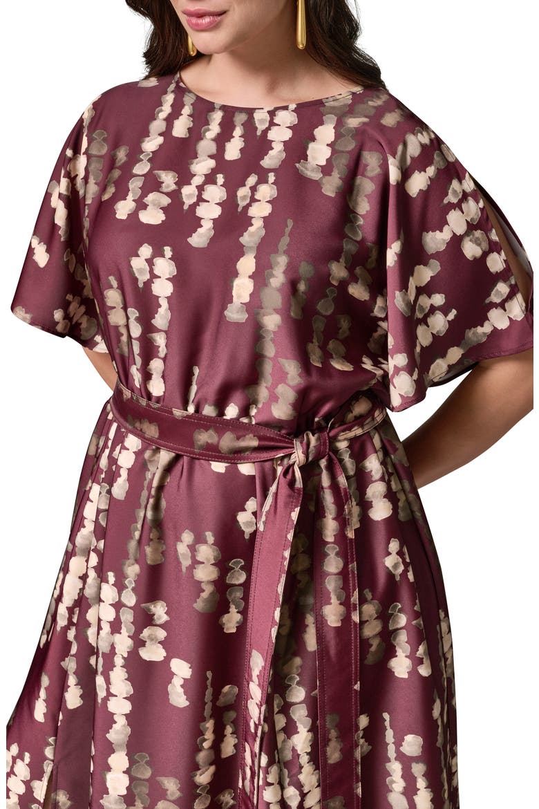 Print Stretch Satin Midi Dress