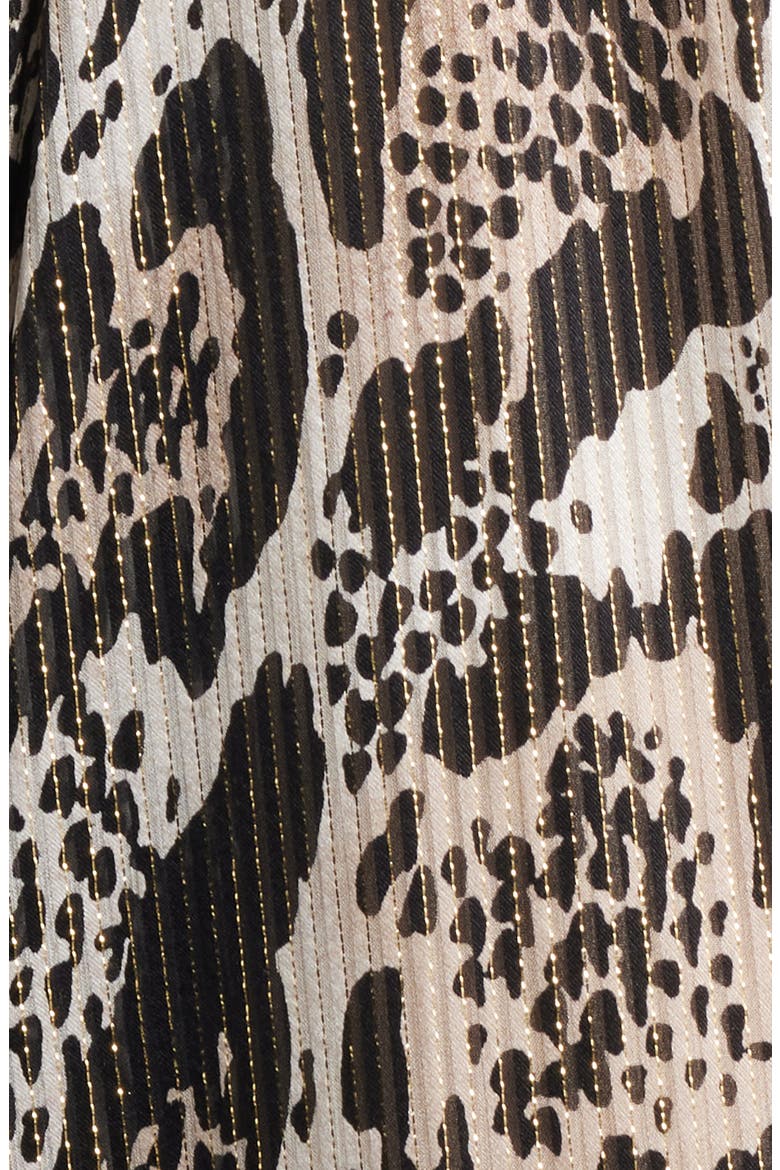 The Alba Metallic Long Sleeve Silk Maxi Dress