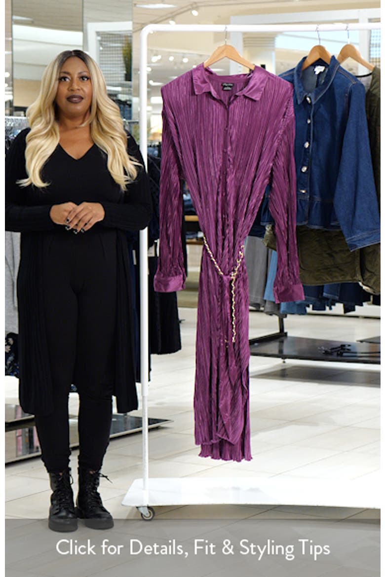 Andi Long Sleeve Plissé Maxi Shirtdress