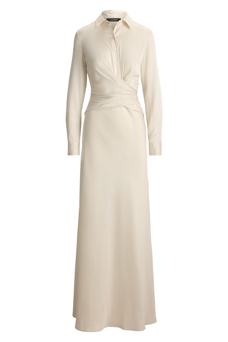 Featherweight Satin Charmeuse Shirtdress Gown