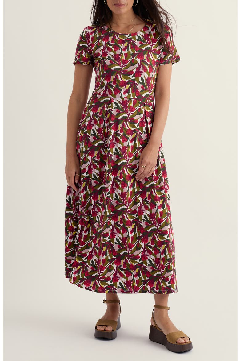 Veronica Floral Stretch Organic Cotton Midi Dress