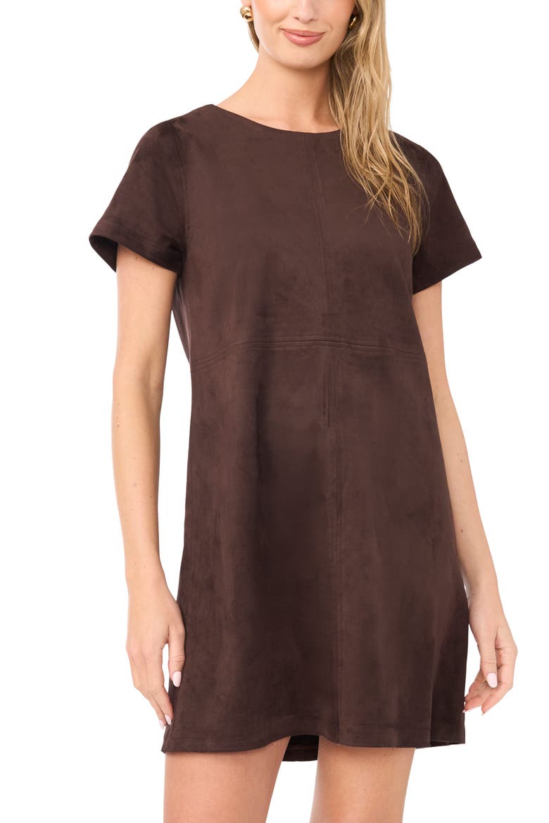 Faux Suede Paneled Shift Dress