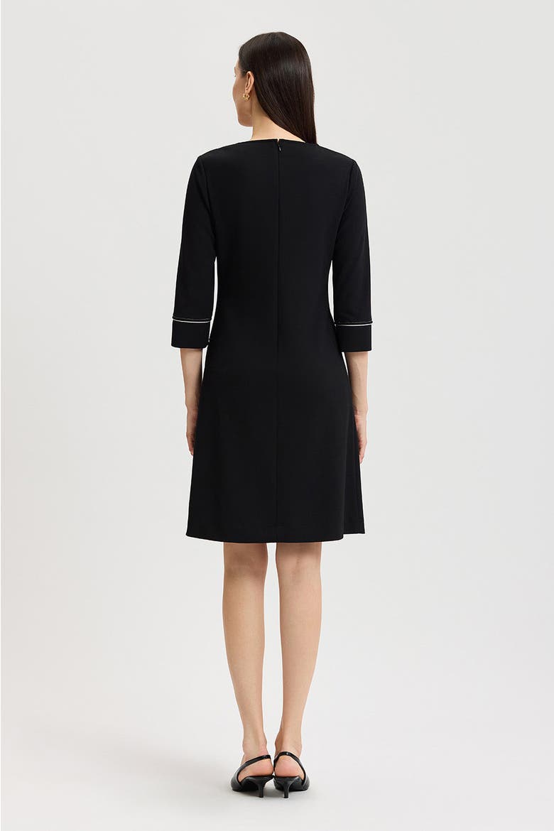Monochrome Grid Stitch Stretch Deco Crepe Dress