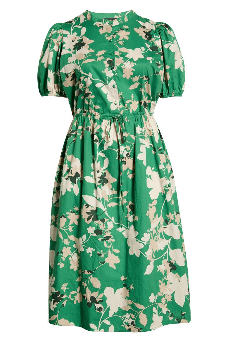 Nora Puff Sleeve Button Cotton Midi Dress