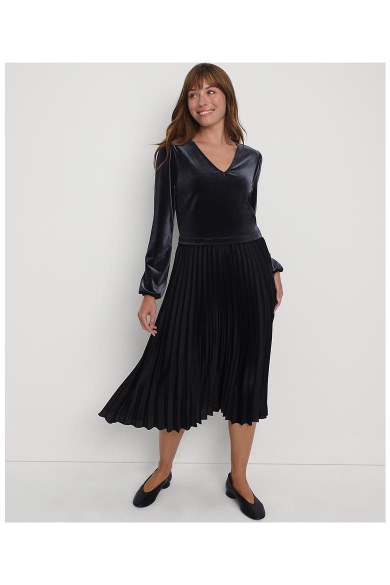 Velvet and Satin Duet Midi Dress