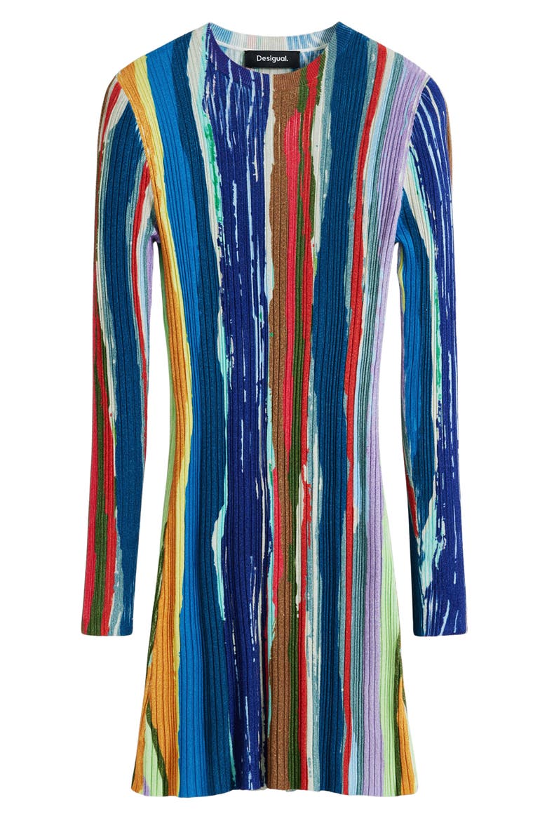 Paint Stripe Long Sleeve Minidress