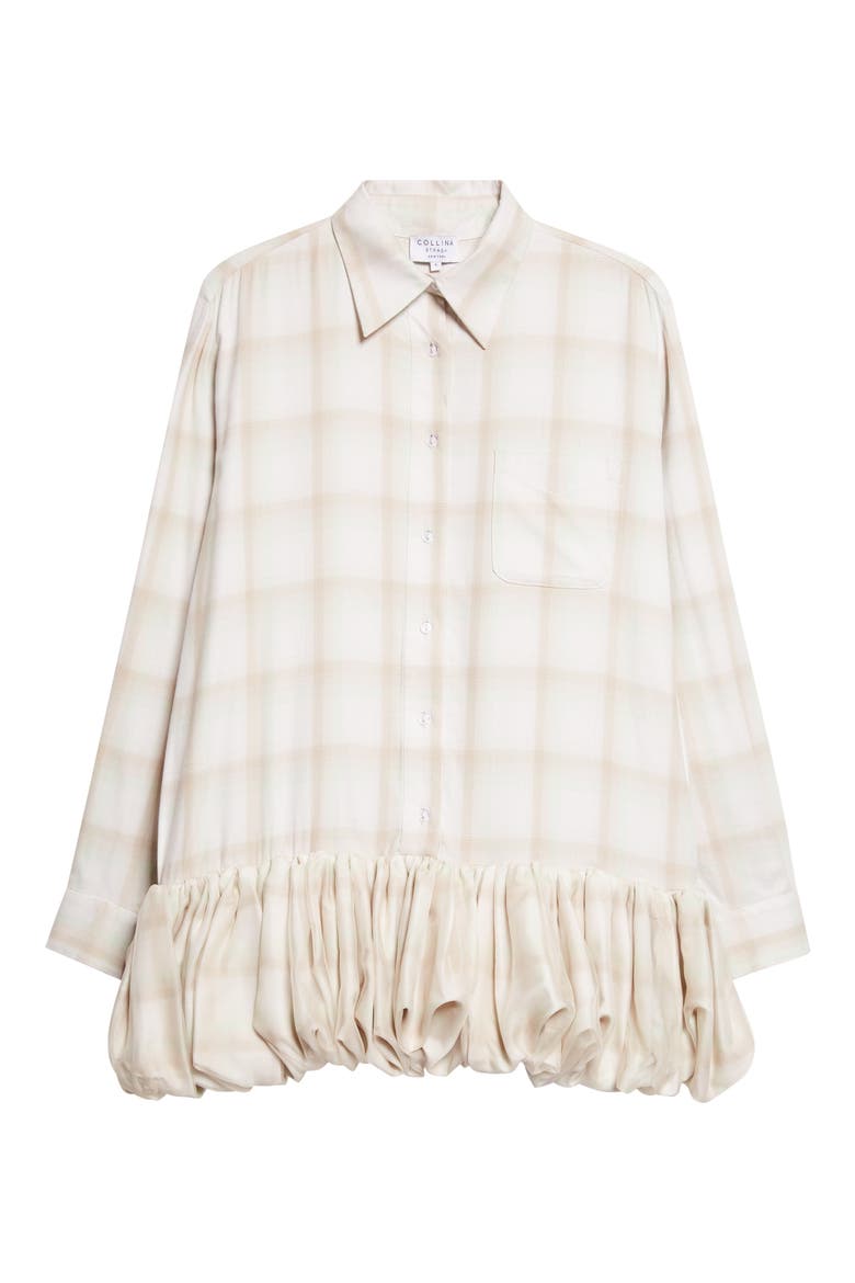 Valerian Plaid Long Sleeve Bubble Hem Mini Shirtdress