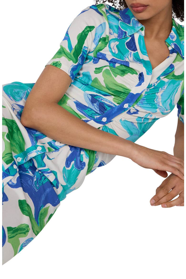 Zoey Floral Short Sleeve Ruched Midi Shirtdress