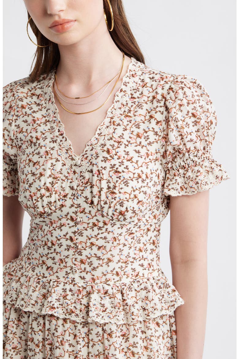 Cutwork Peplum Maxi Dress