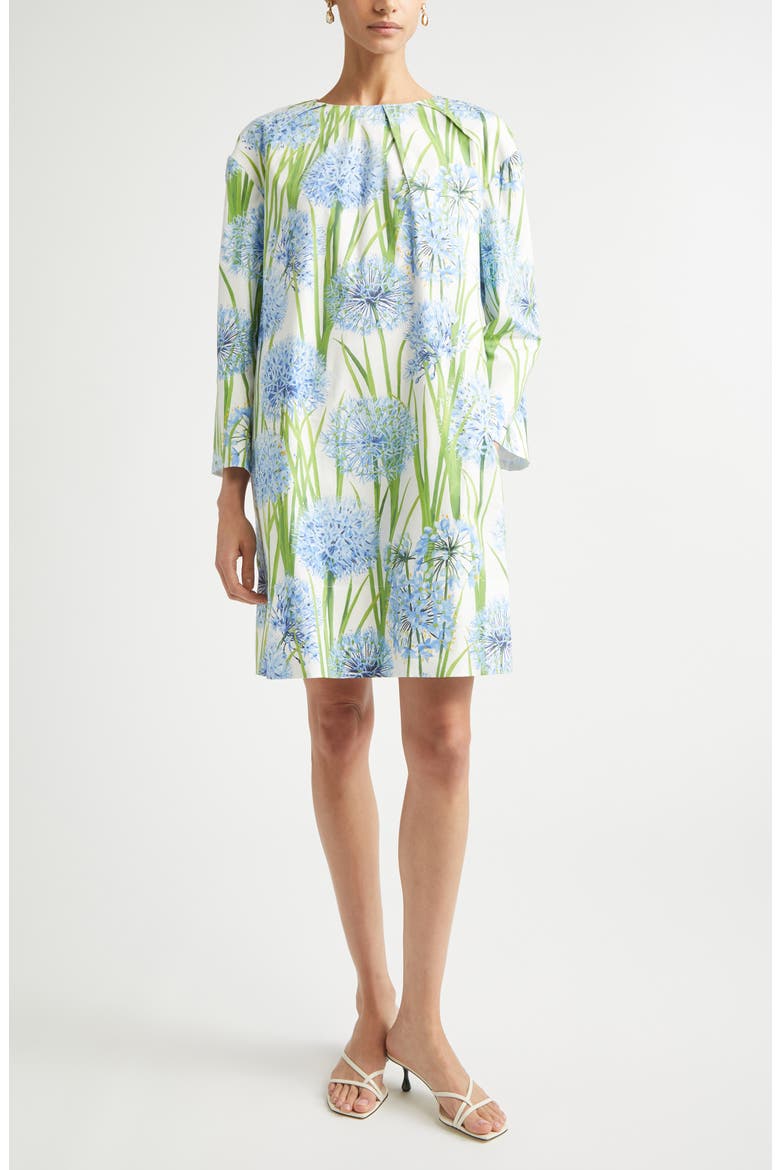 Allium Long Sleeve Stretch Cotton Poplin Minidress