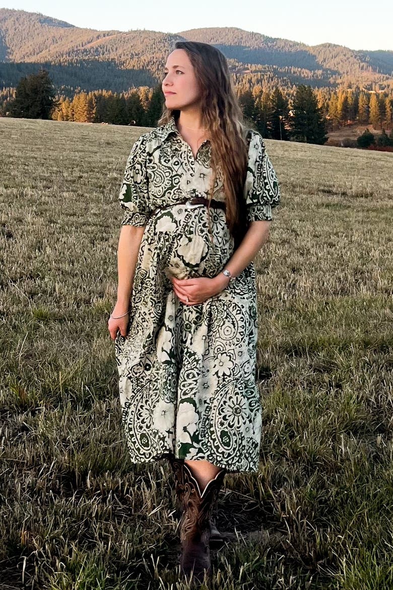 Floral Collared Tiered Midi Dress