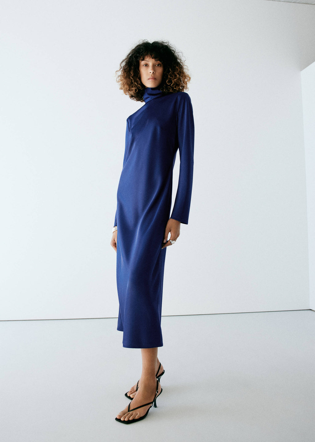 Satin high-neck dress