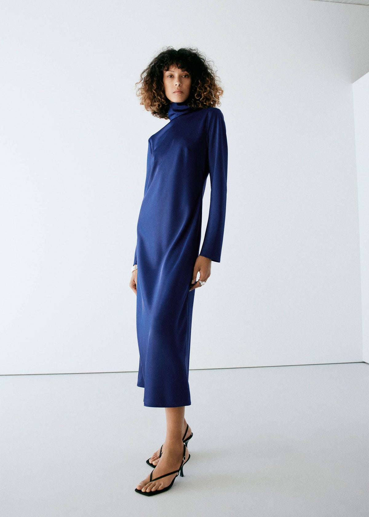 Satin high-neck dress