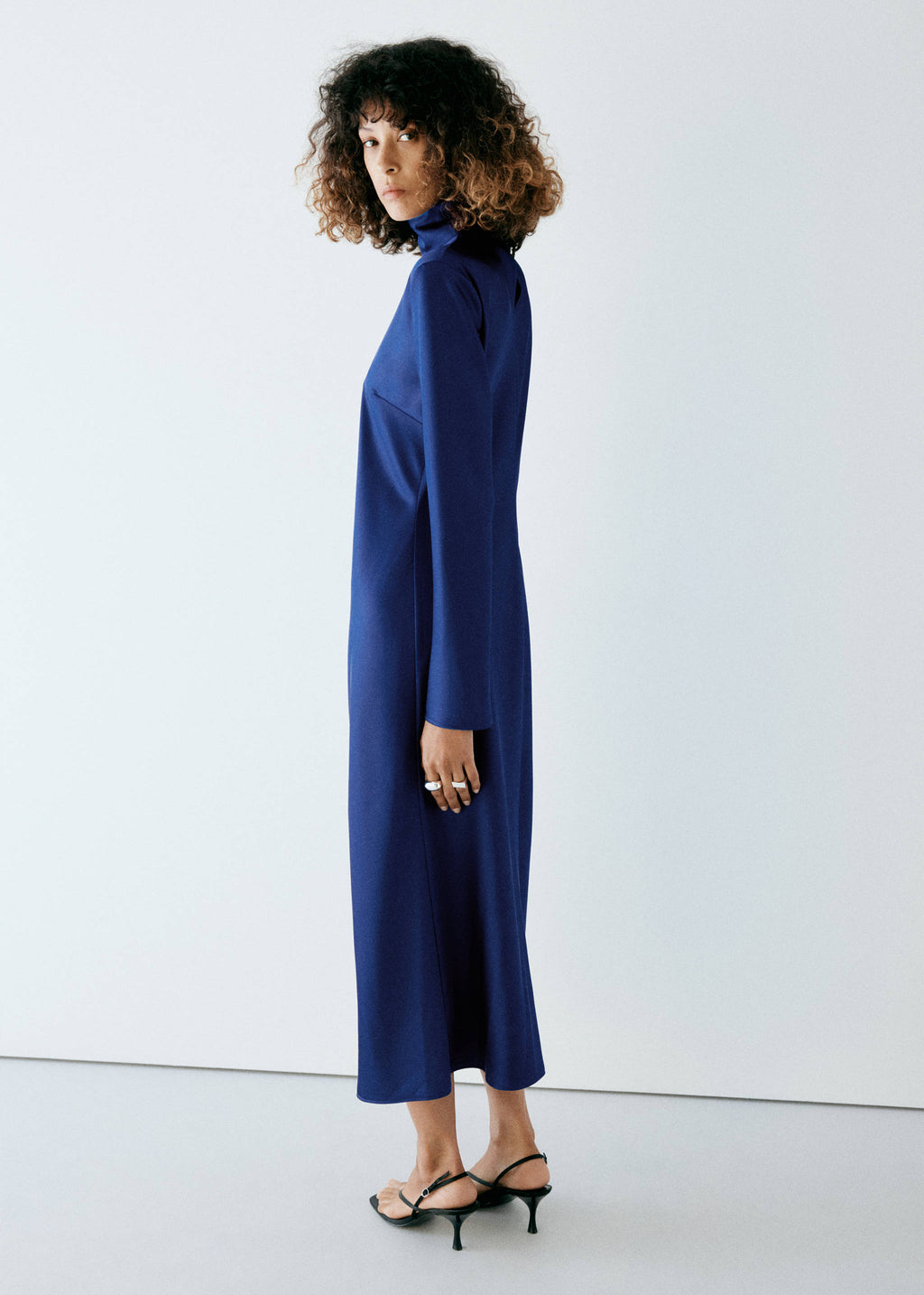 Satin high-neck dress