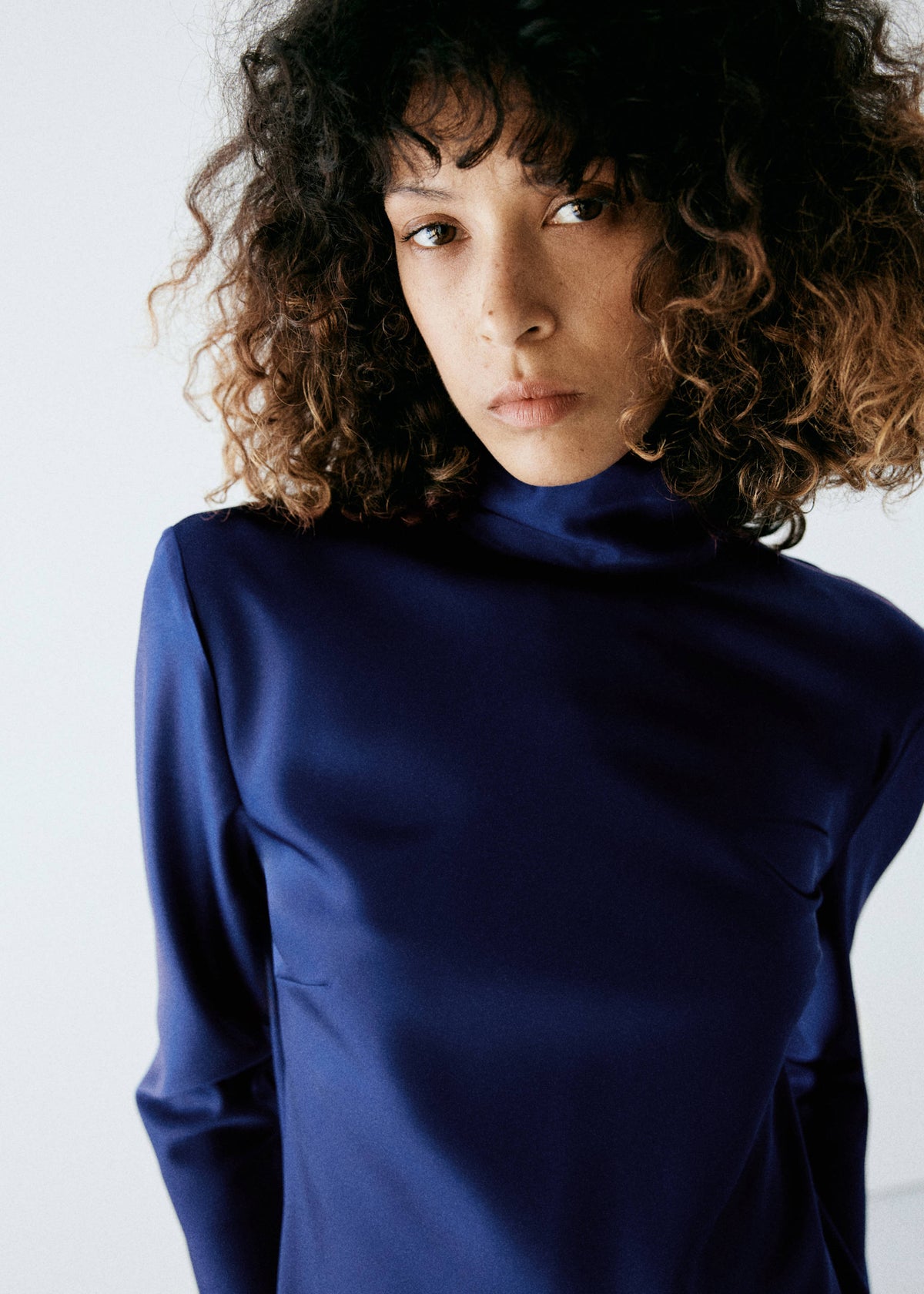 Satin high-neck dress