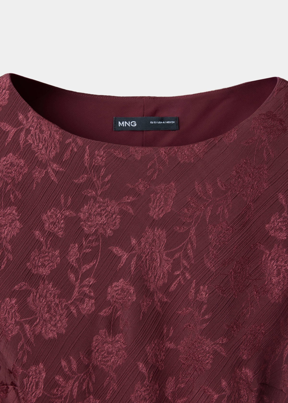 Floral jacquard dress with bell sleeves