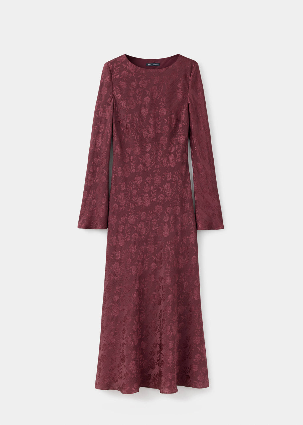 Floral jacquard dress with bell sleeves