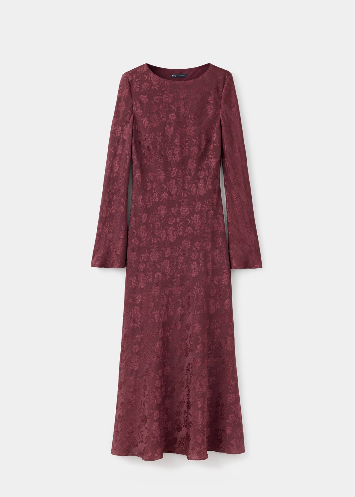 Floral jacquard dress with bell sleeves