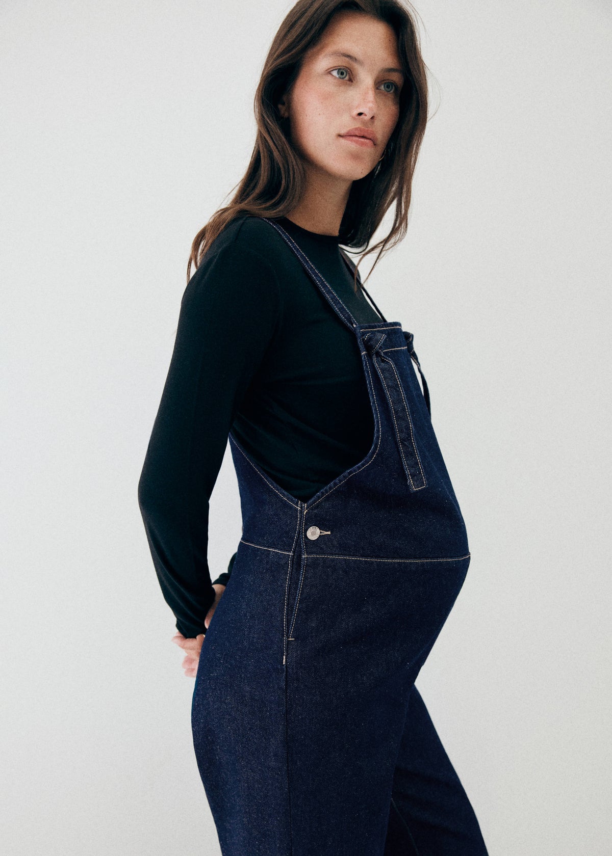 Maternity denim dungarees