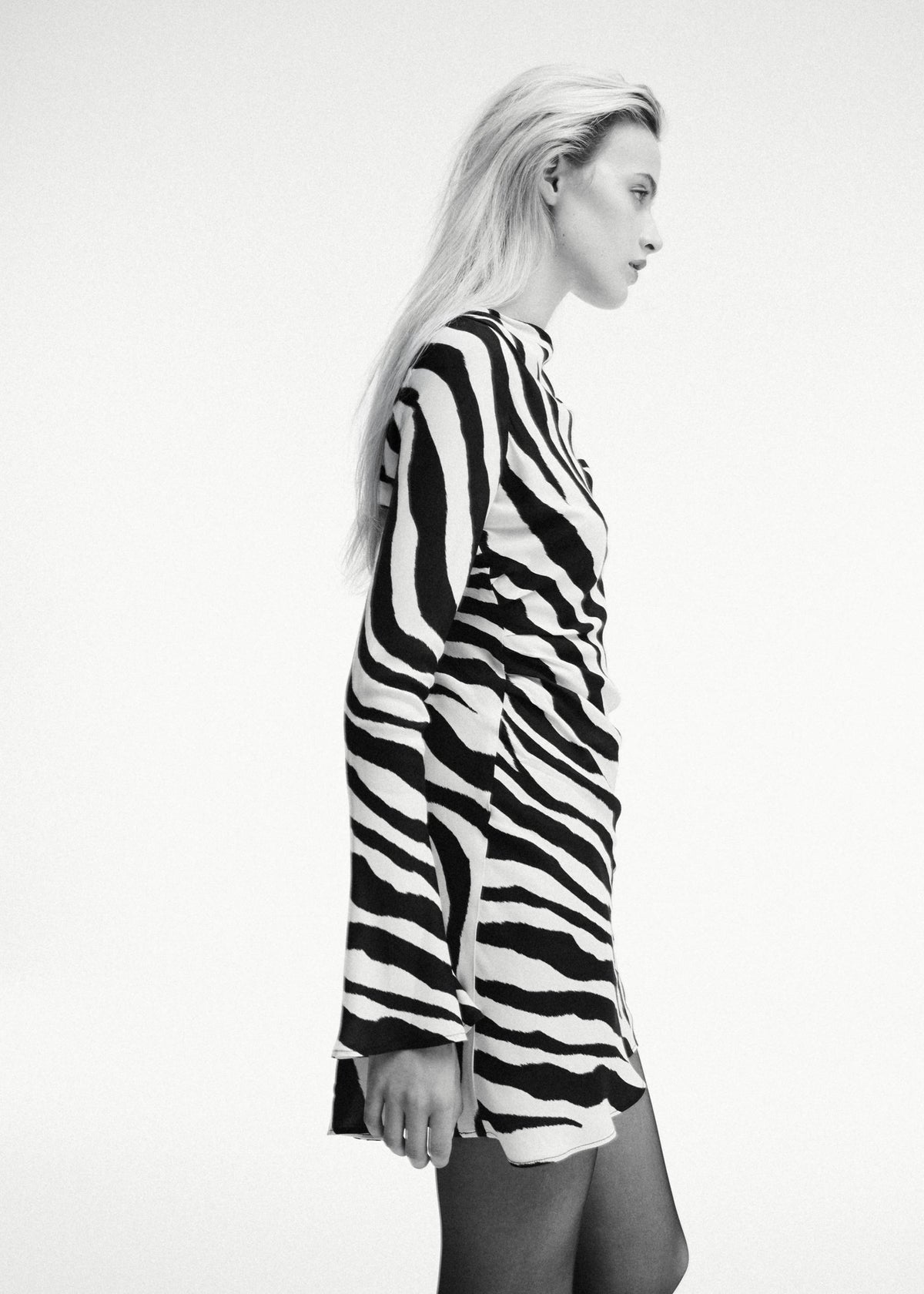 Zebra-print dress with flared sleeves