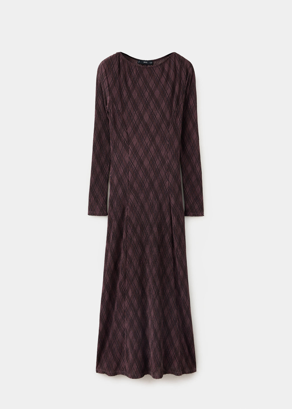 Long-sleeve plaid dress