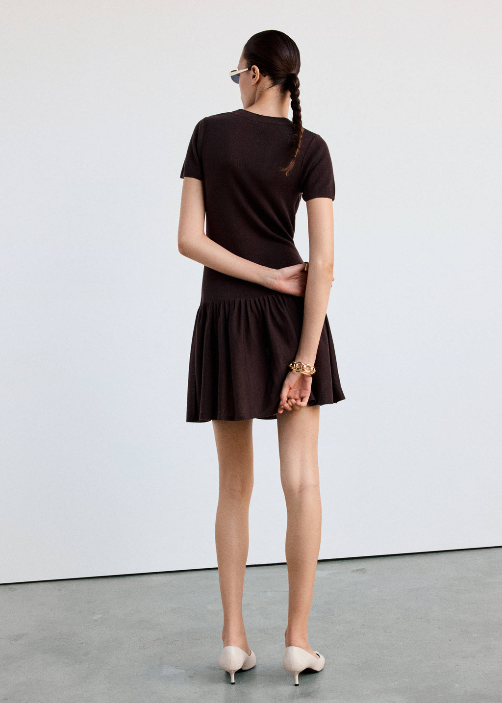 Ribbed lyocell dress with bow detail
