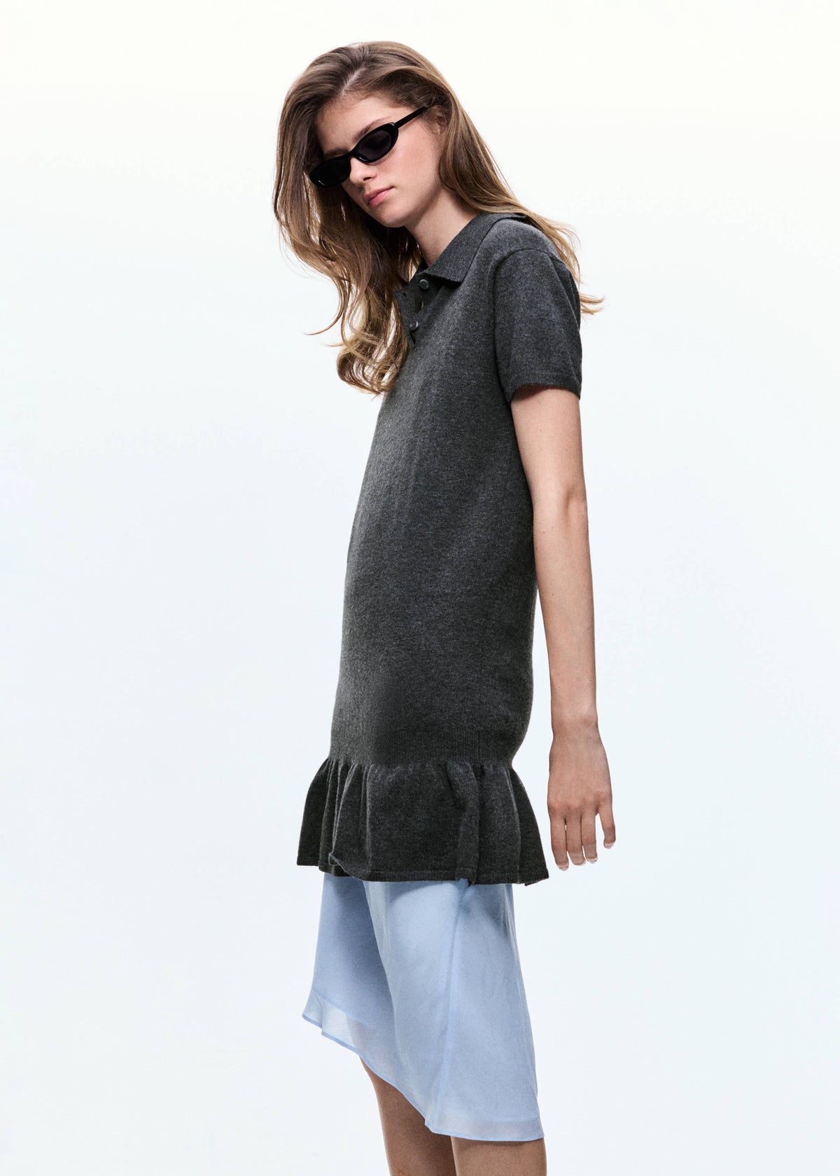 Knitted dress with polo neck
