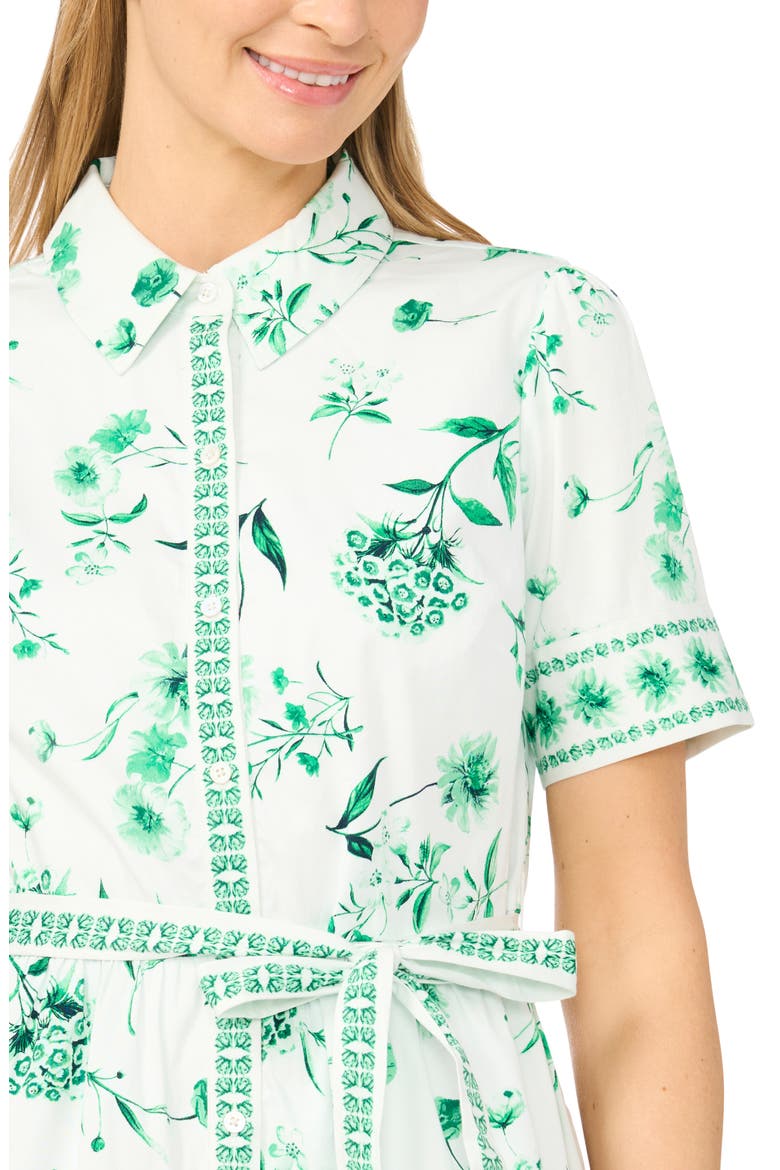 Floral Stretch Cotton Mini Shirtdress