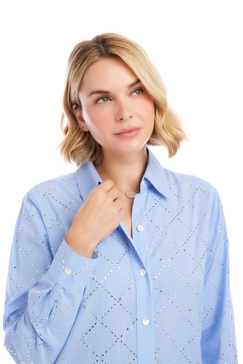 Embellished Long Sleeve Cotton Shirtdress