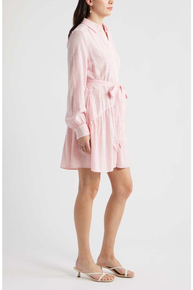Long Sleeve Linen Blend Mini Shirtdress