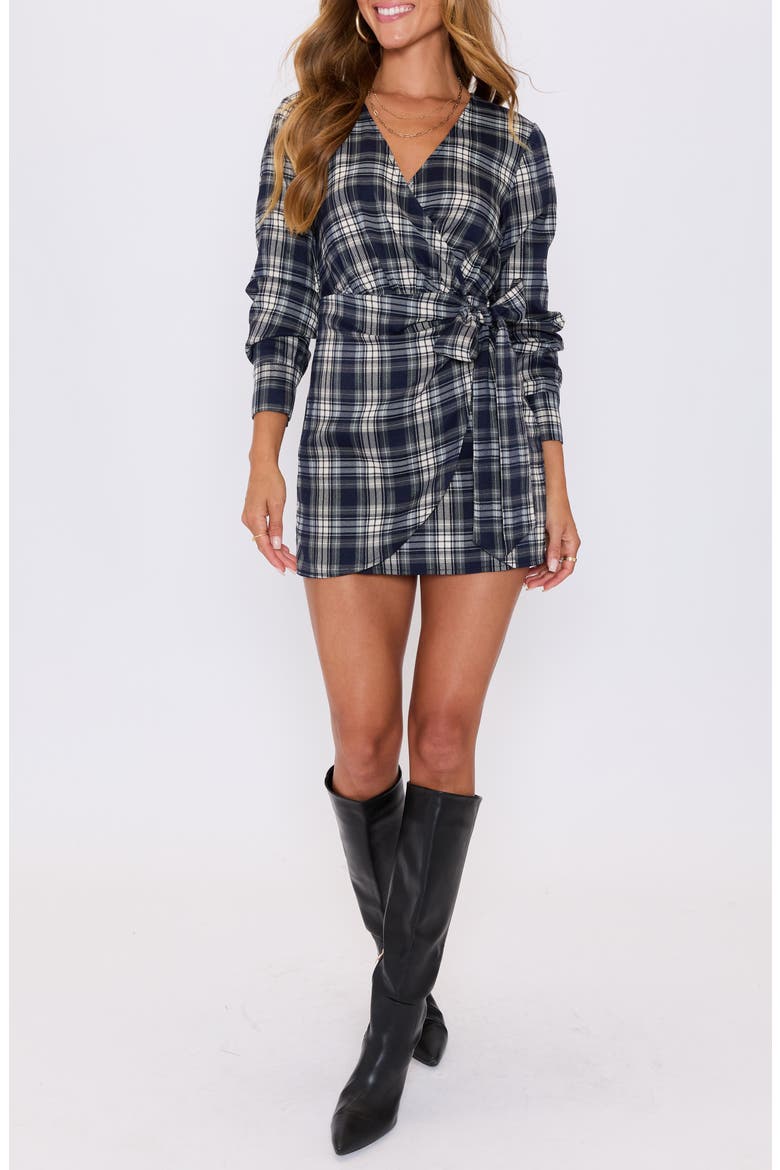 Collette Wrap Front Long Sleeve Mini Shirtdress